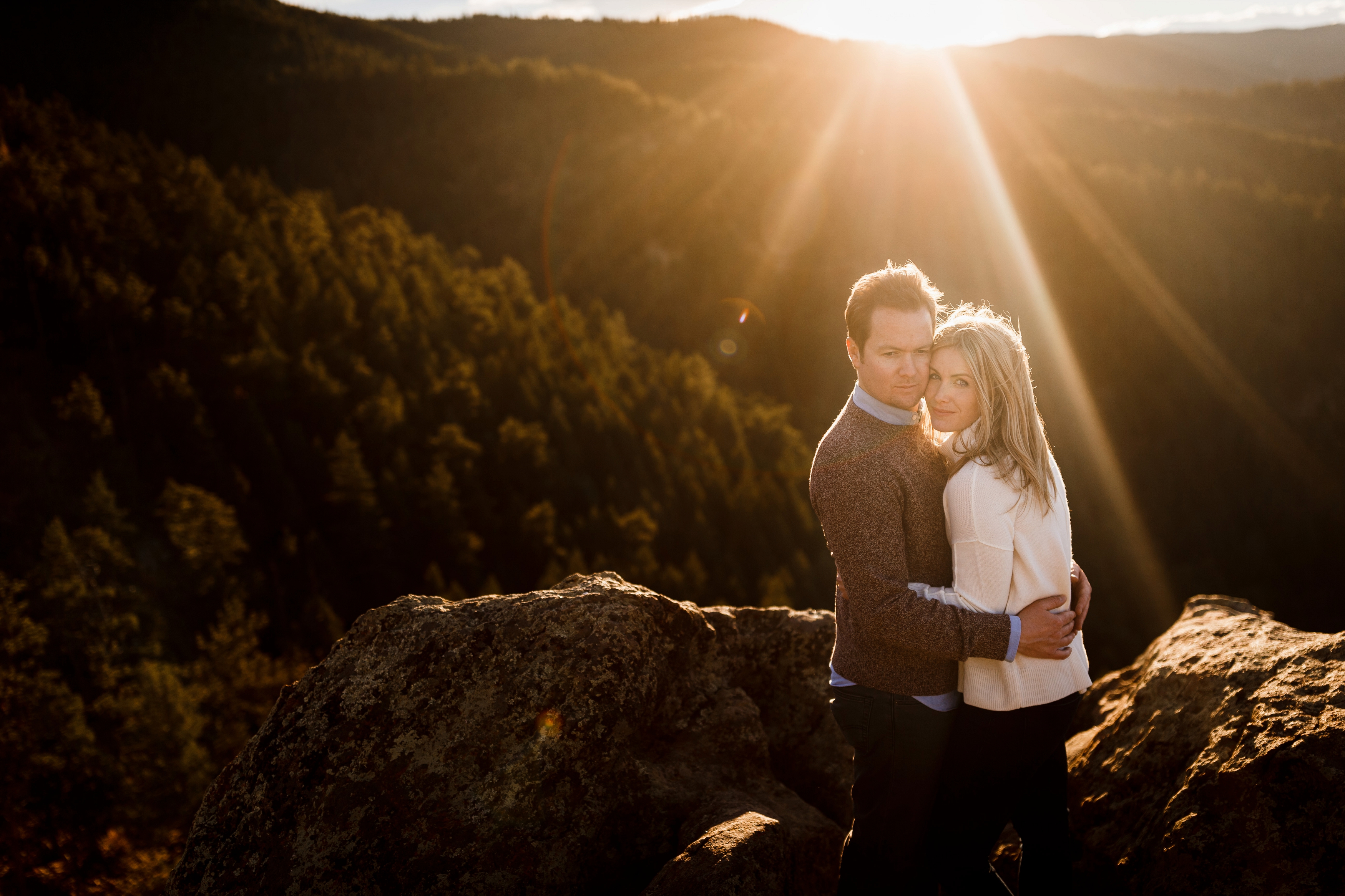 Ray & Hannah on Lost Gulch Overlook for their Boulder Flatiron Engagement
