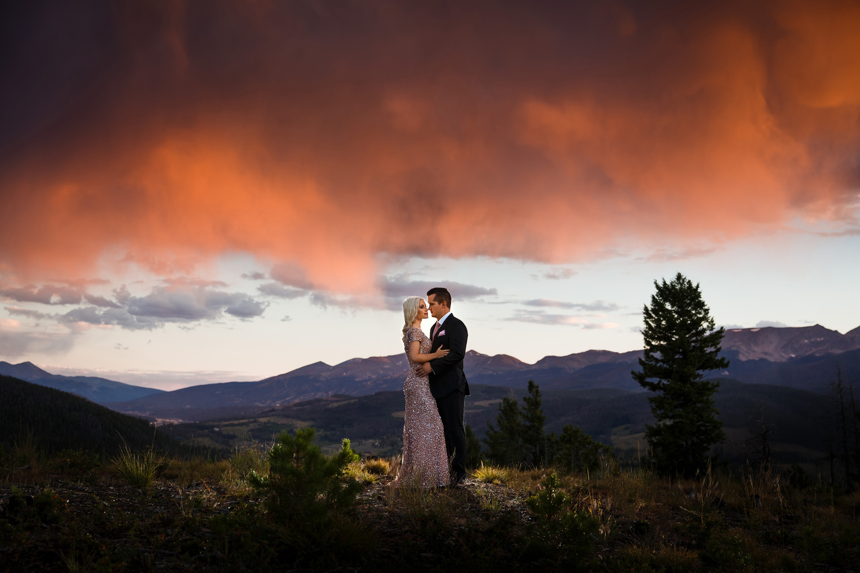Sunset on top of Sapphire Point for their Breckenridge Engagement Photos