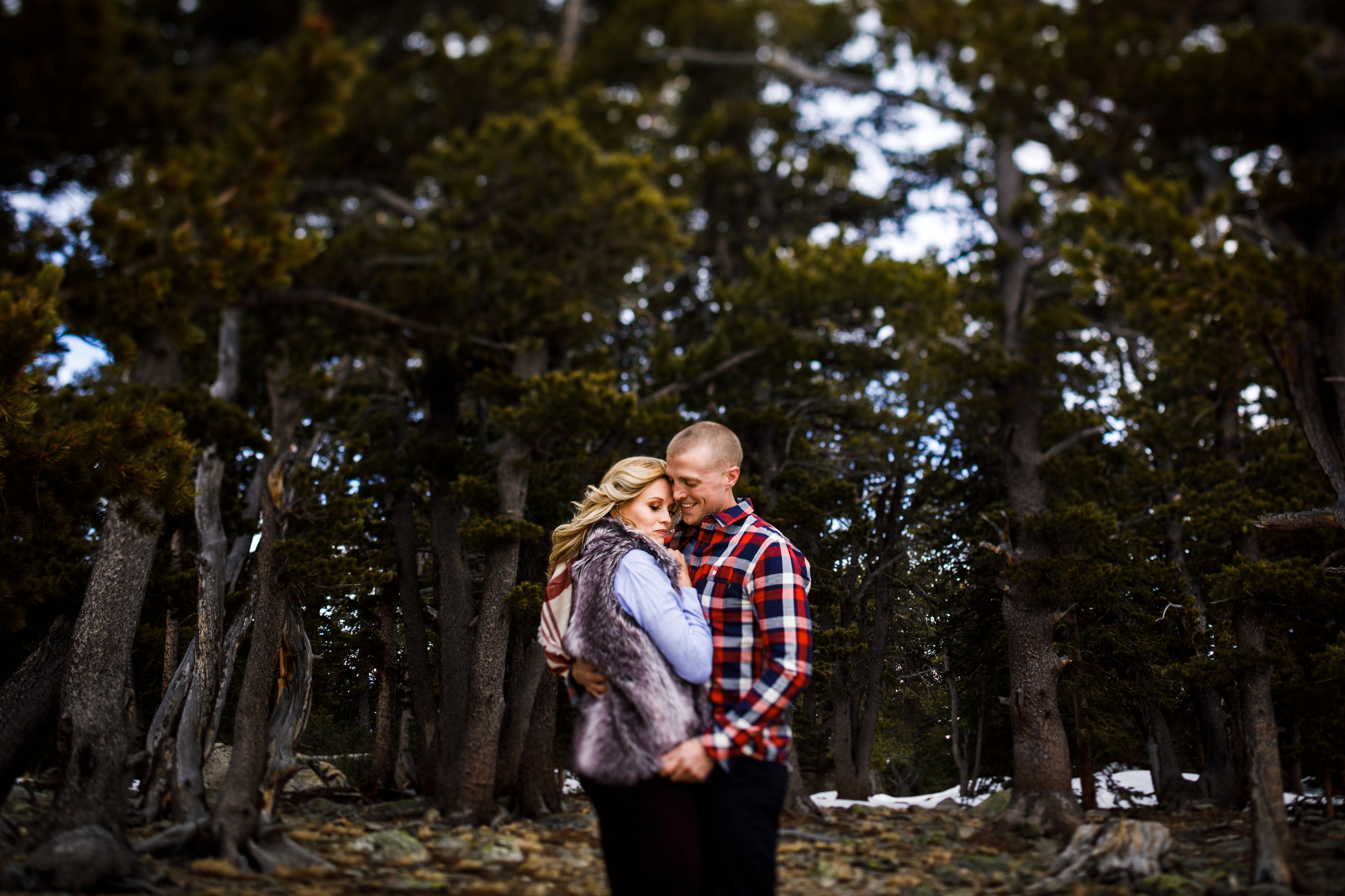 Winter Engagement photo at Brainard Lake