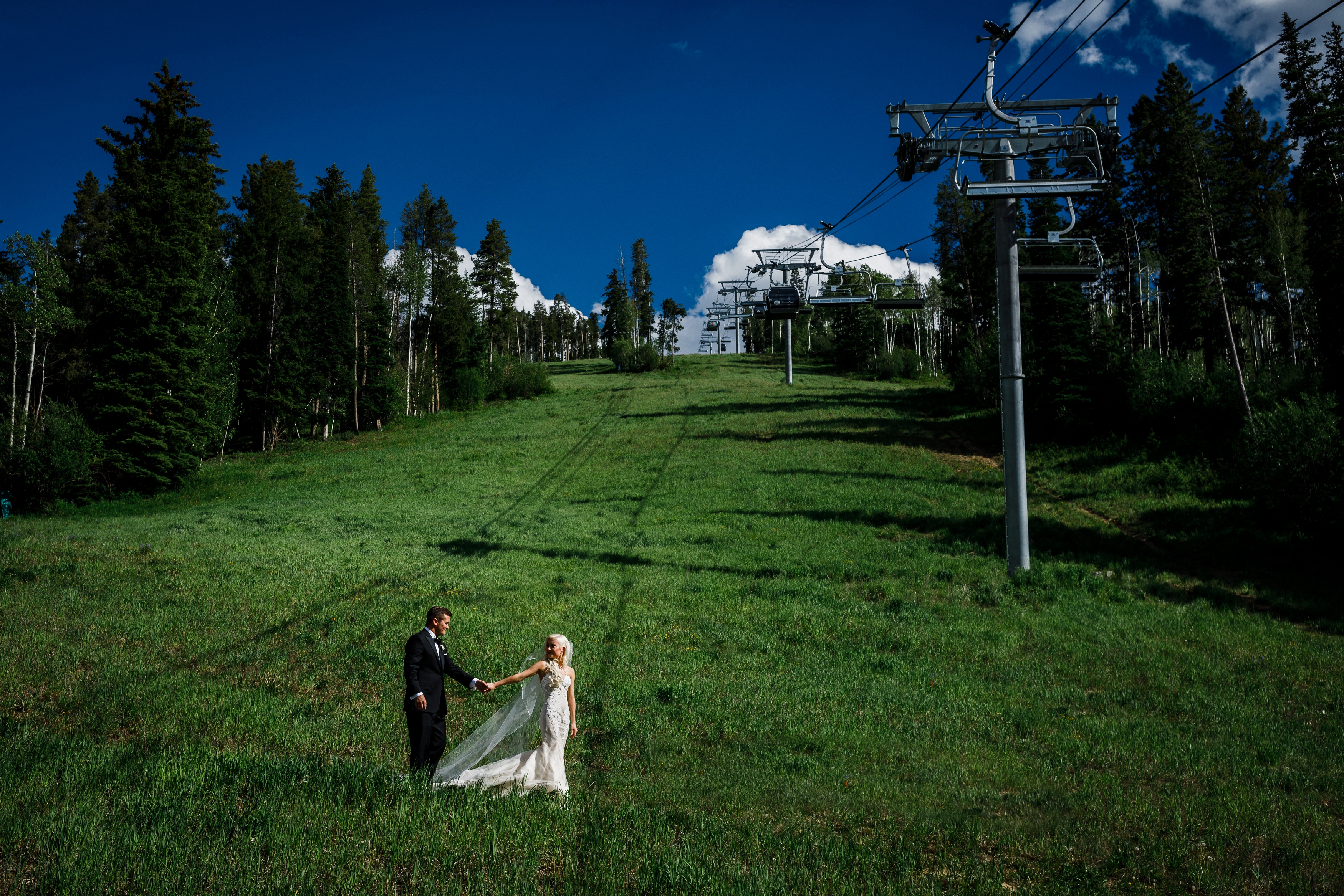 Bride & groom on the ski slopes of Beaver Creek Resort