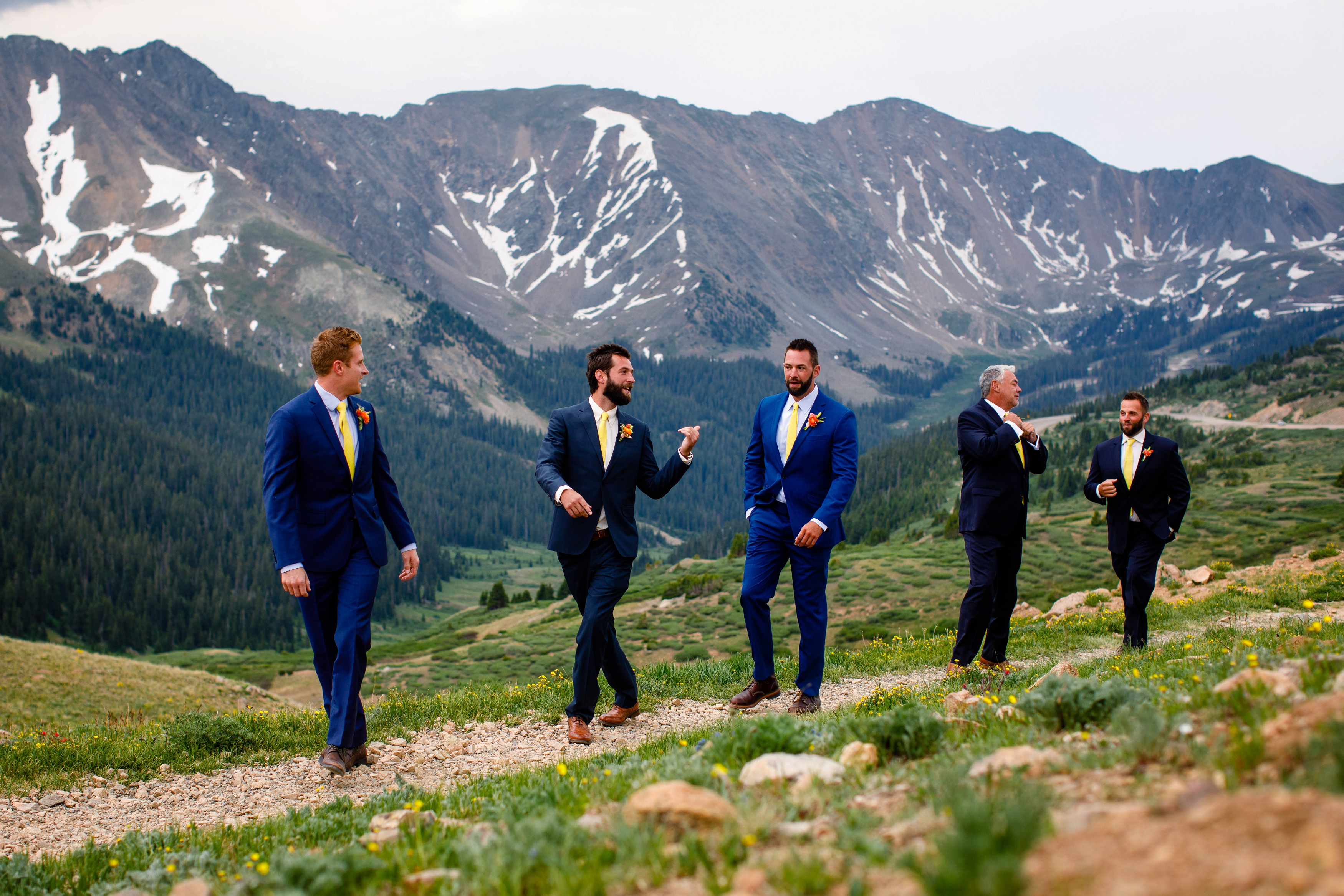 Wedding party photo on the top of Loveland Pass