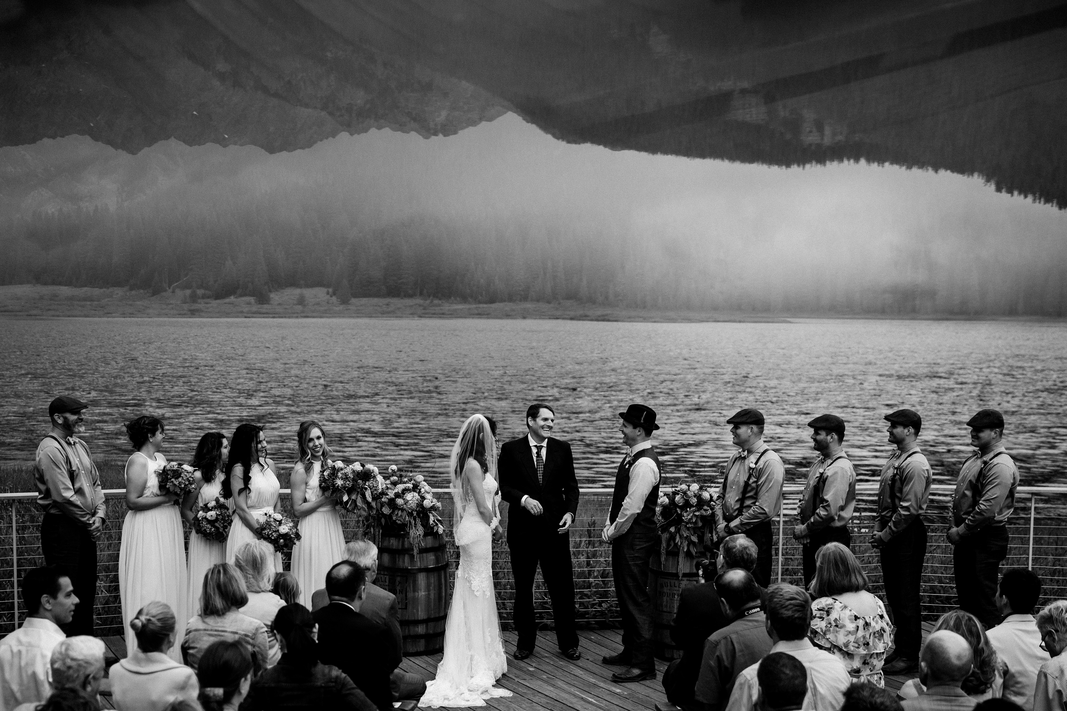 Piney River Ranch wedding ceremony on the deck