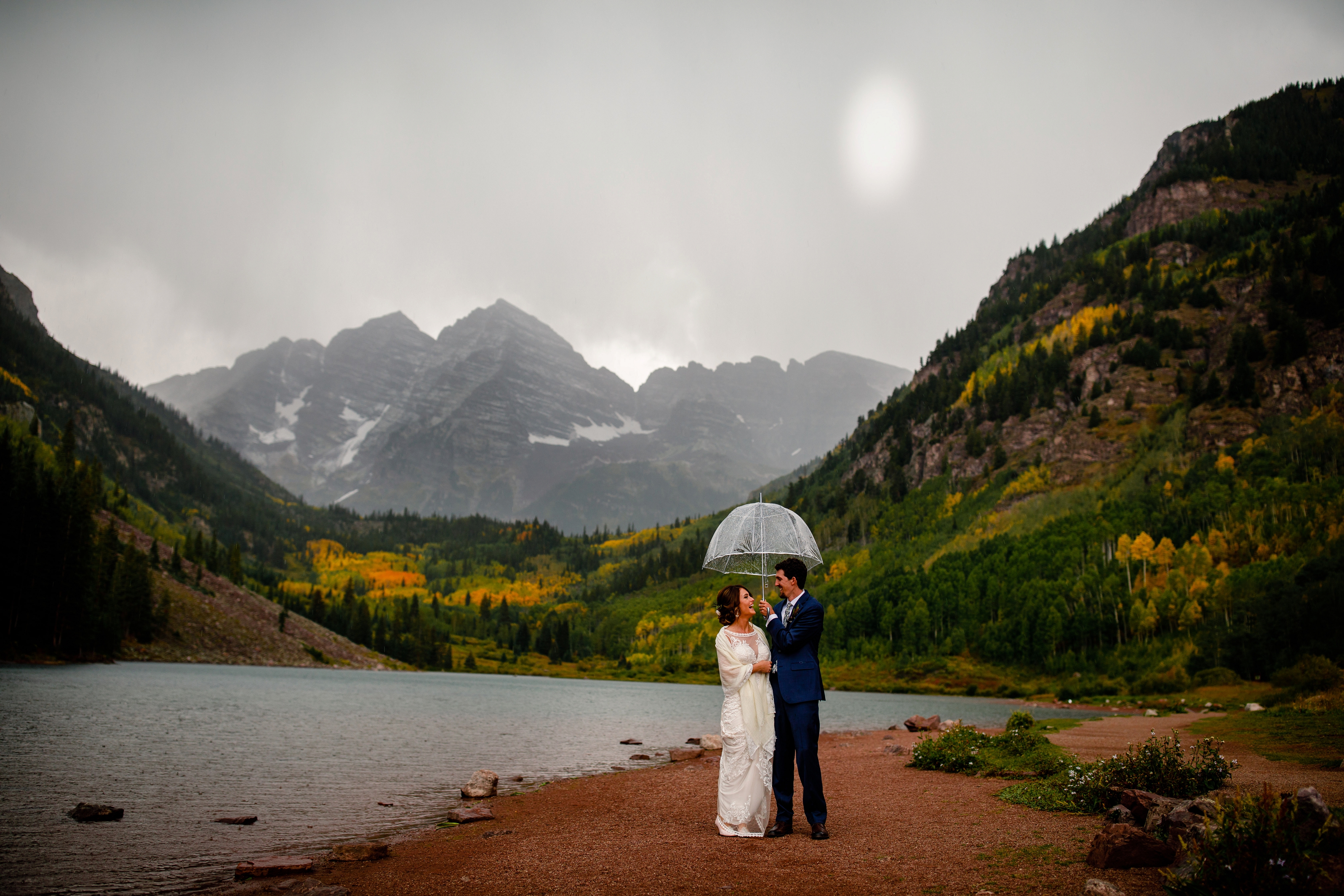 A rainy day for Autumn & Griffin's Maroon Bells Wedding.