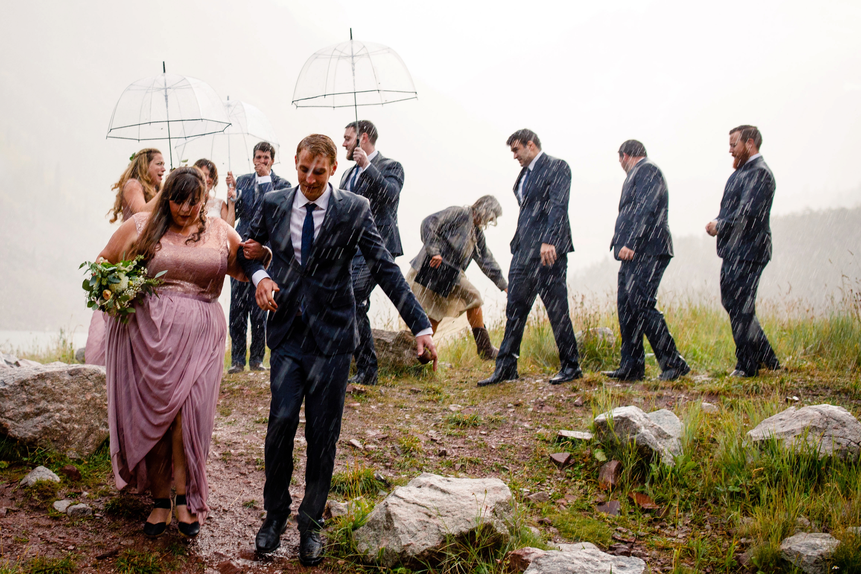 A rainy wedding ceremony in Aspen, CO.