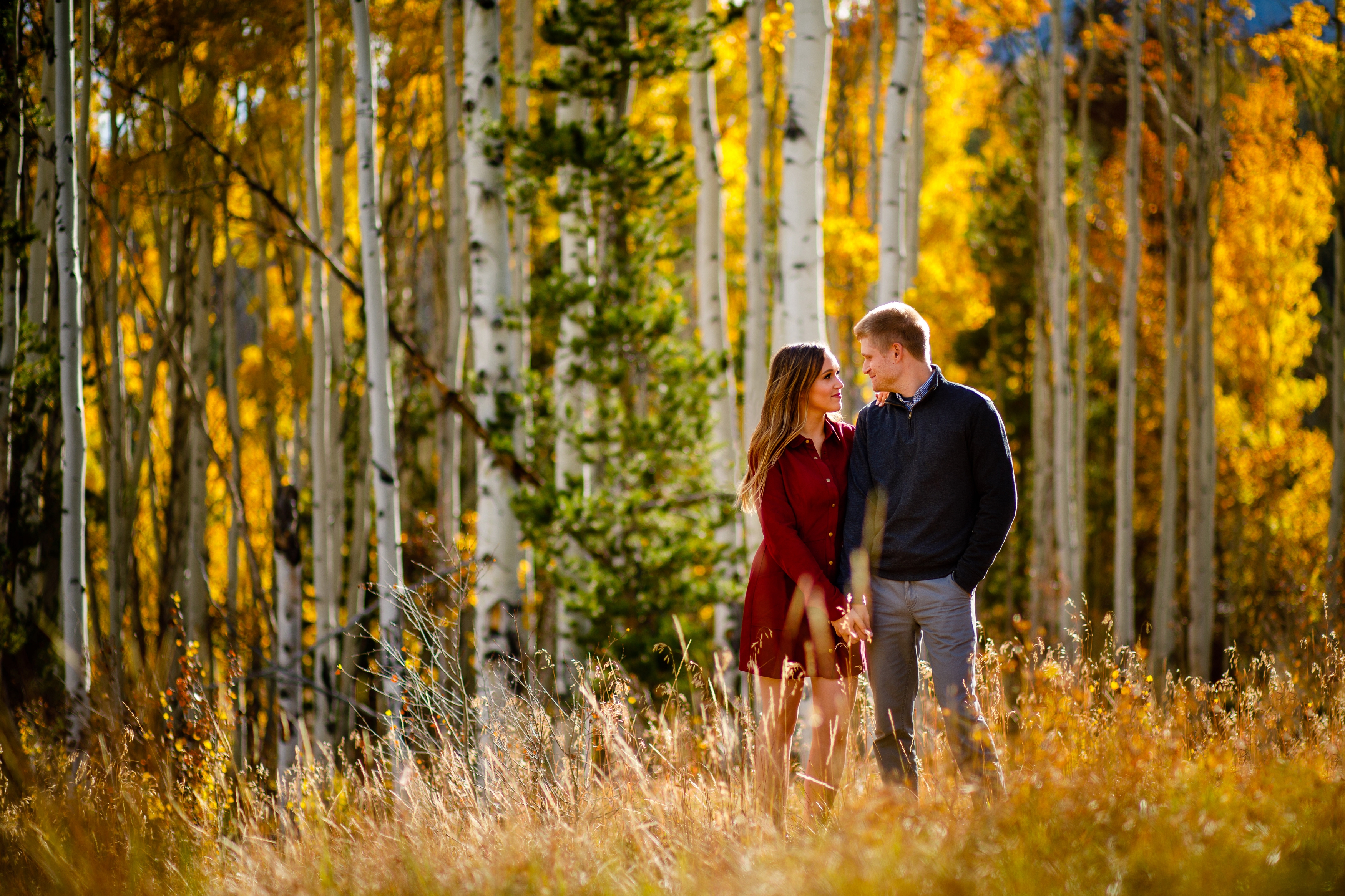 Fall engagement photo of Shane & Kia on Wildernest in Silverthorne, CO.