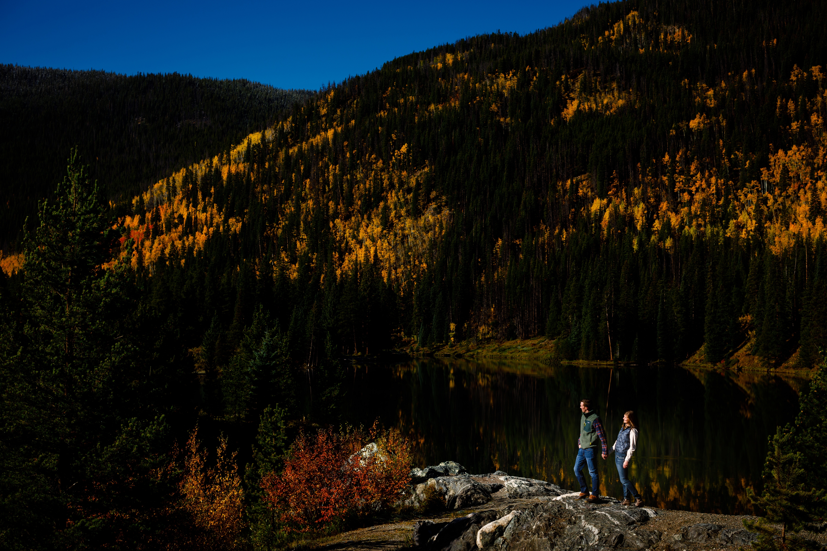 Fall colors for Jake & Jessica at Officers Gulch during their engagement photo session.