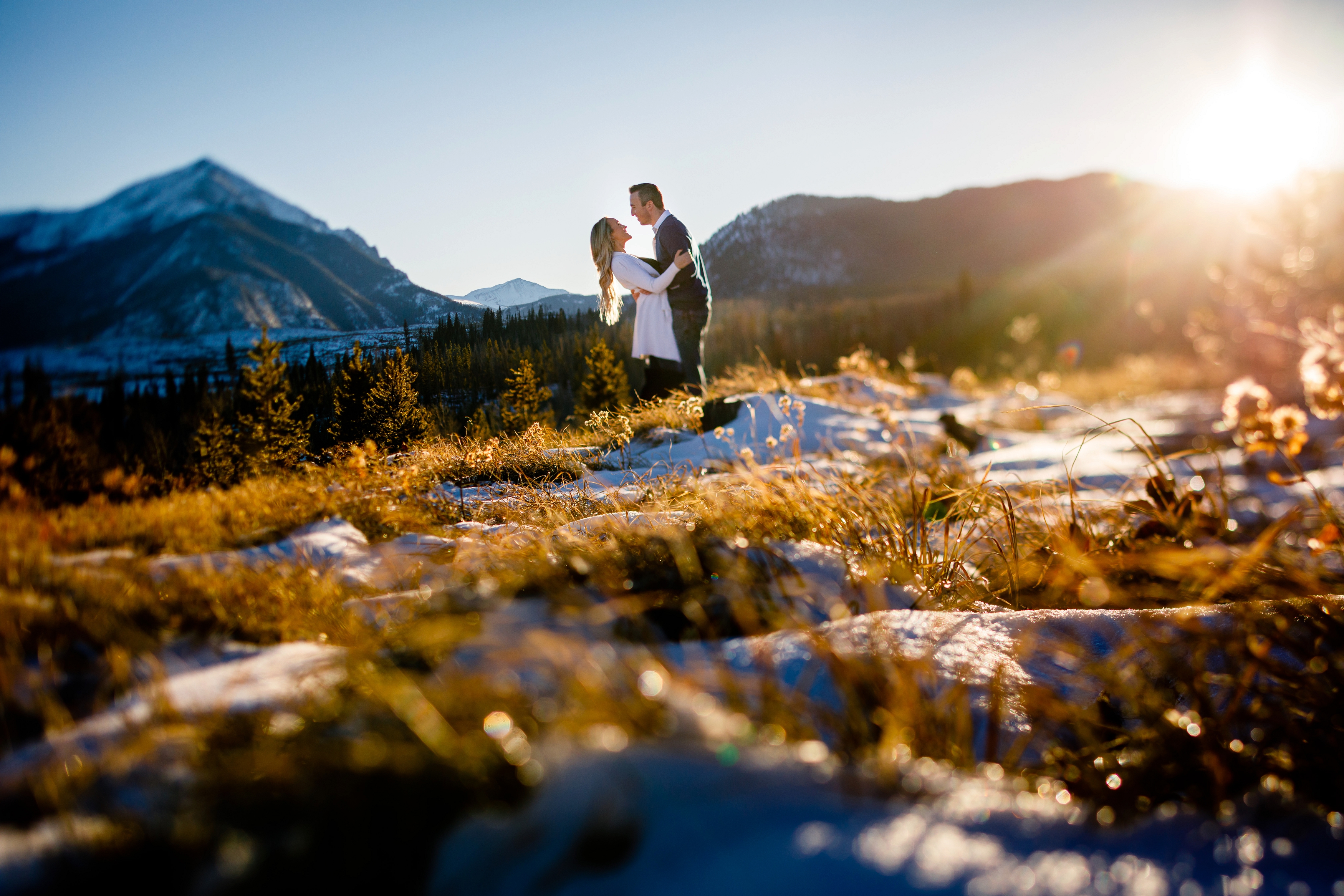 Russ & Caroline during their Winter Silverthorne Engagement near Silverthorne, CO.