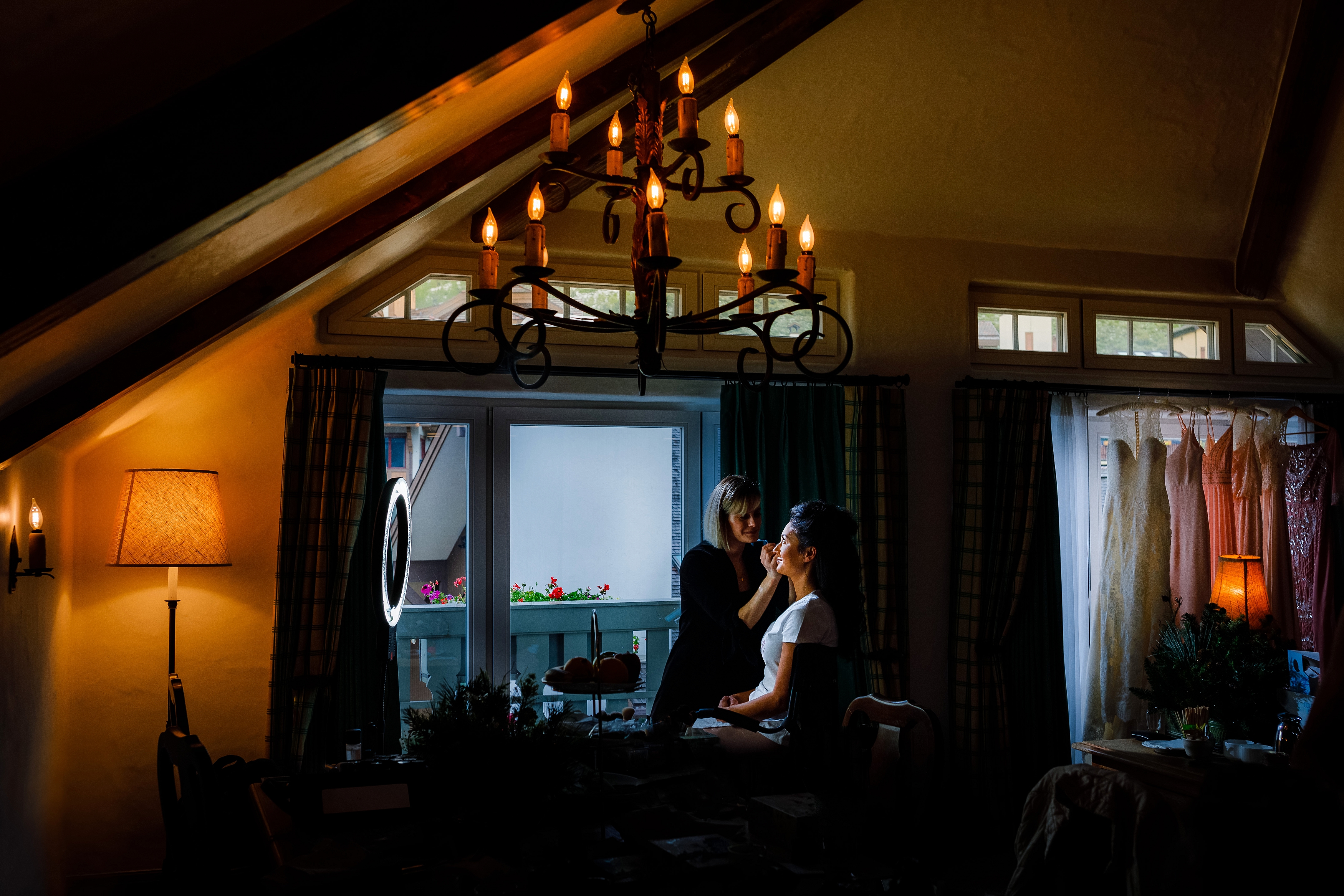 Krystal getting her makeup finished at the Sonnenalp Hotel in the Vail Village before her Winter Wedding in June at Piney River Ranch.