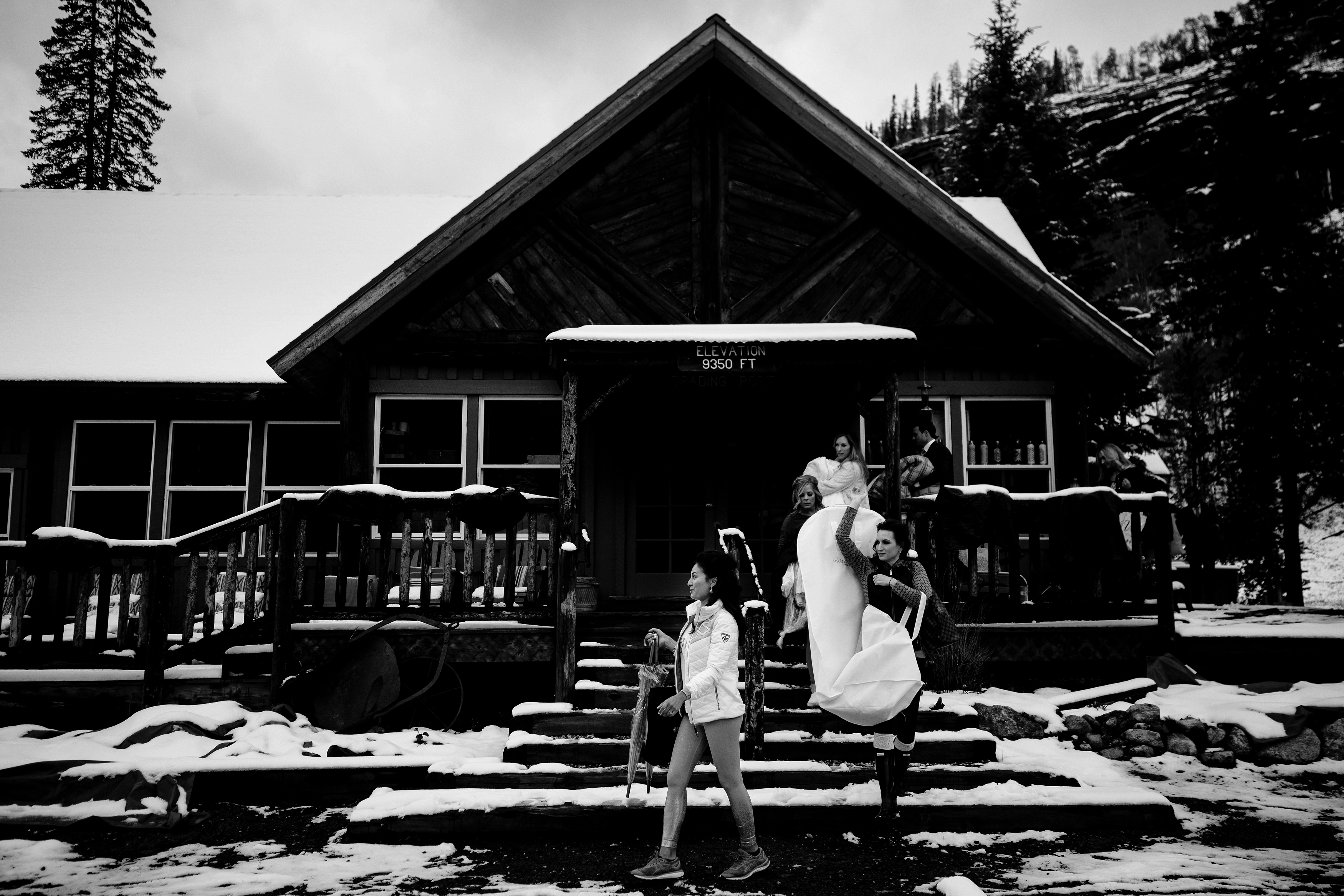 The bride & her bridesmaids arrive at Piney River Ranch to an unexpected snowstorm in June.