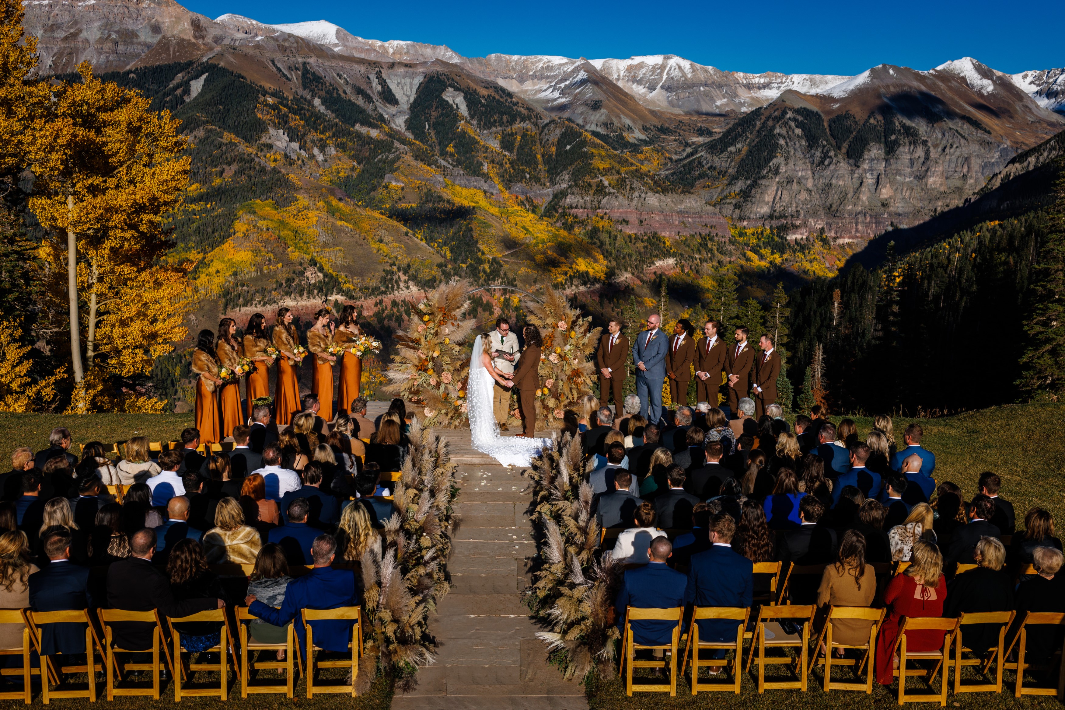 A ceremony photo from a San Sophia Overlook Wedding in Telluride.