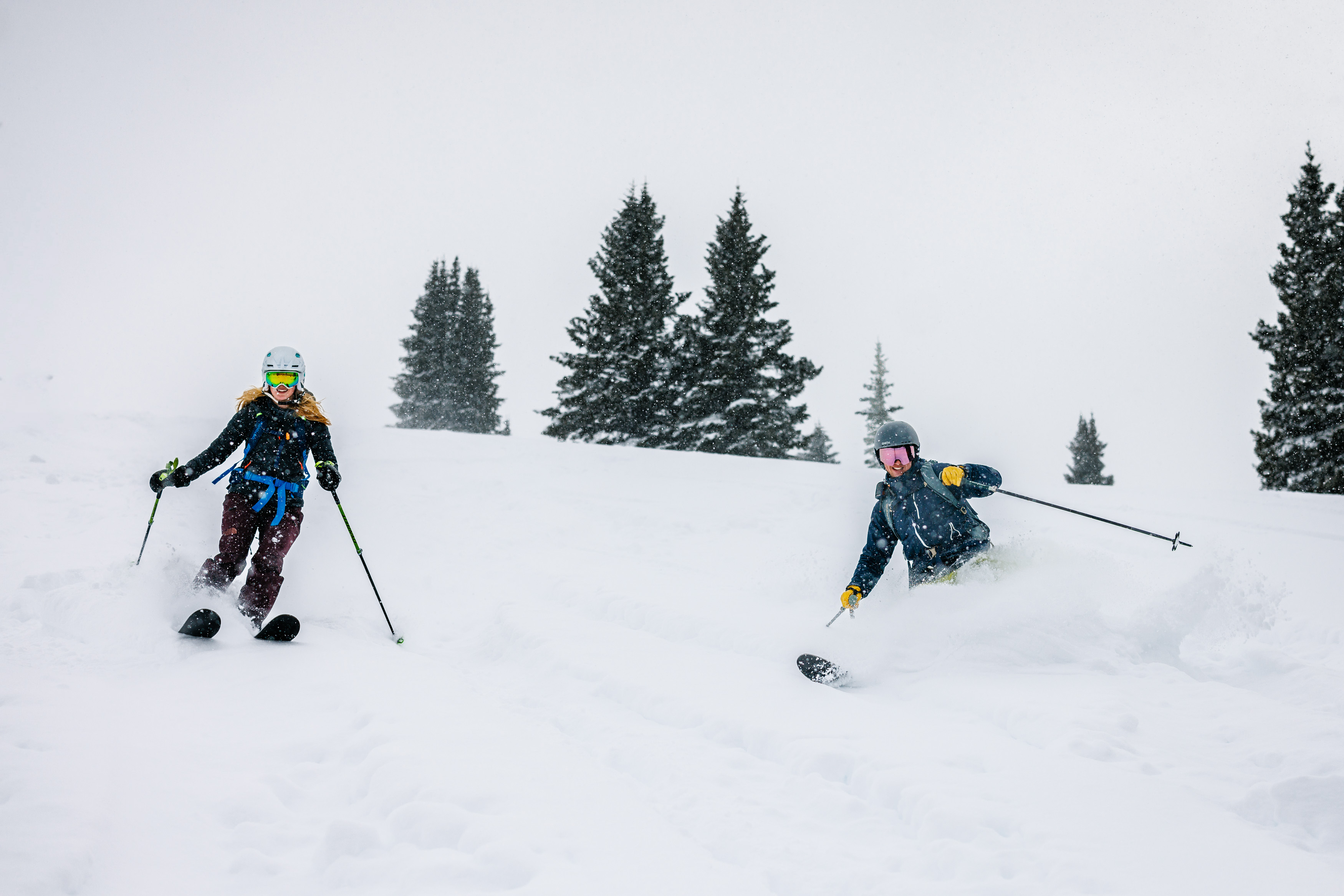 Blake & Laurens engagements backcountry skiing on Shrine Pass near Vail, CO.
