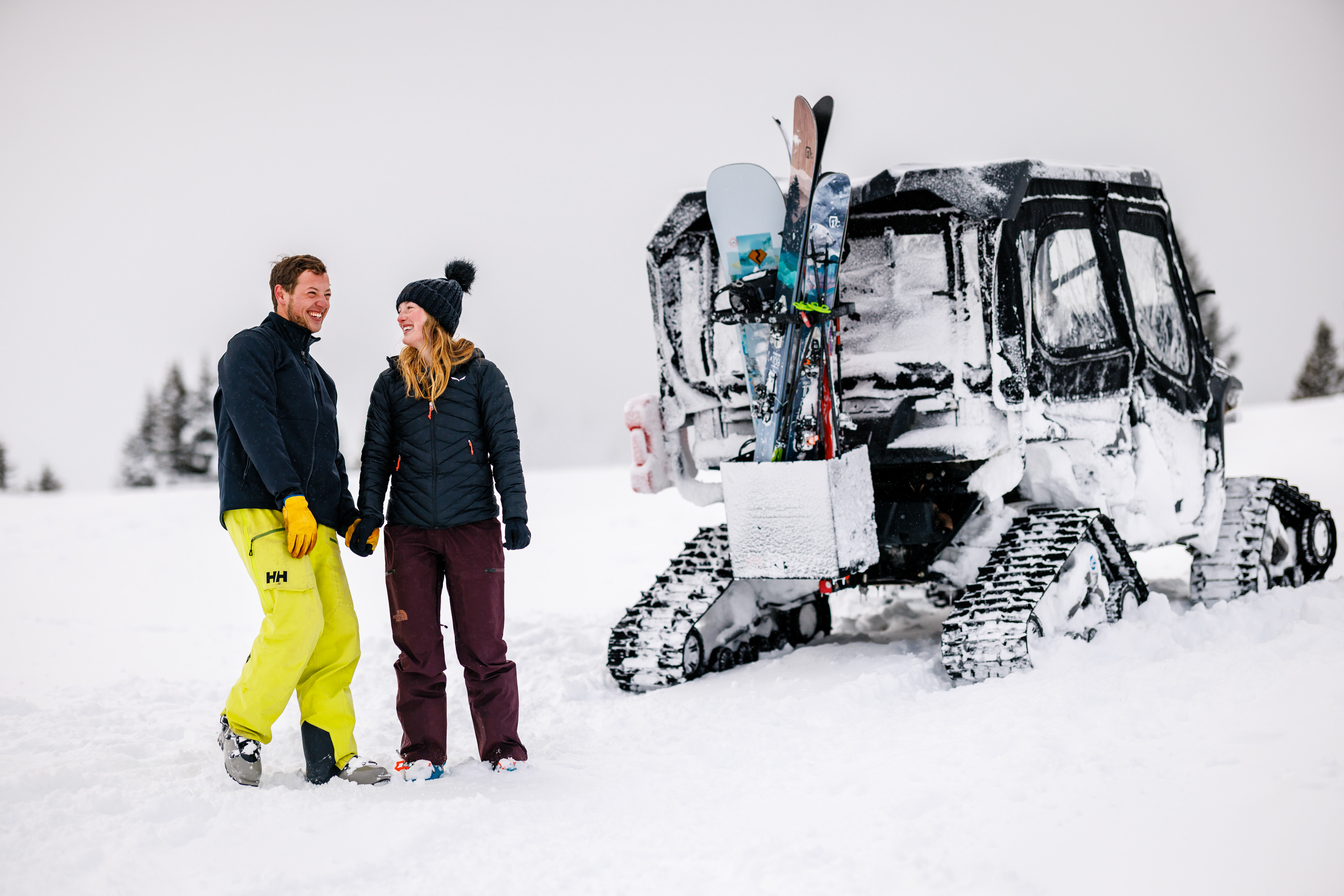 Backcountry skiing on Shrine Pass made possible by our Camso Tracks and Honda Pioneer UTV.